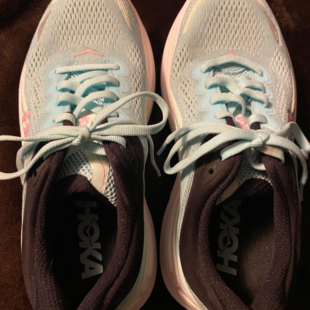 Hoka Blue and Black Athletic Shoes with Mesh Upper